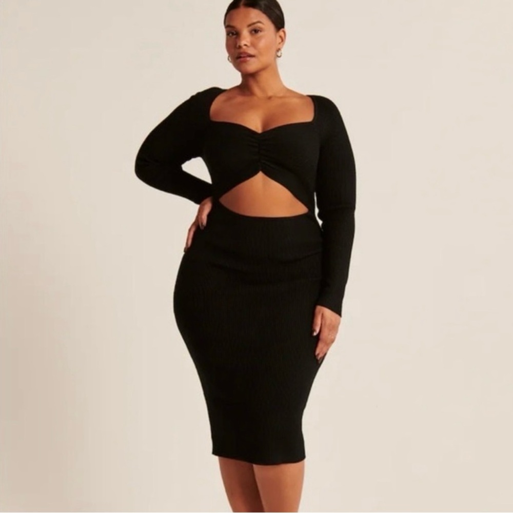 Abercrombie Black Ribbed Cut-Out Sweater Bodycon Dress